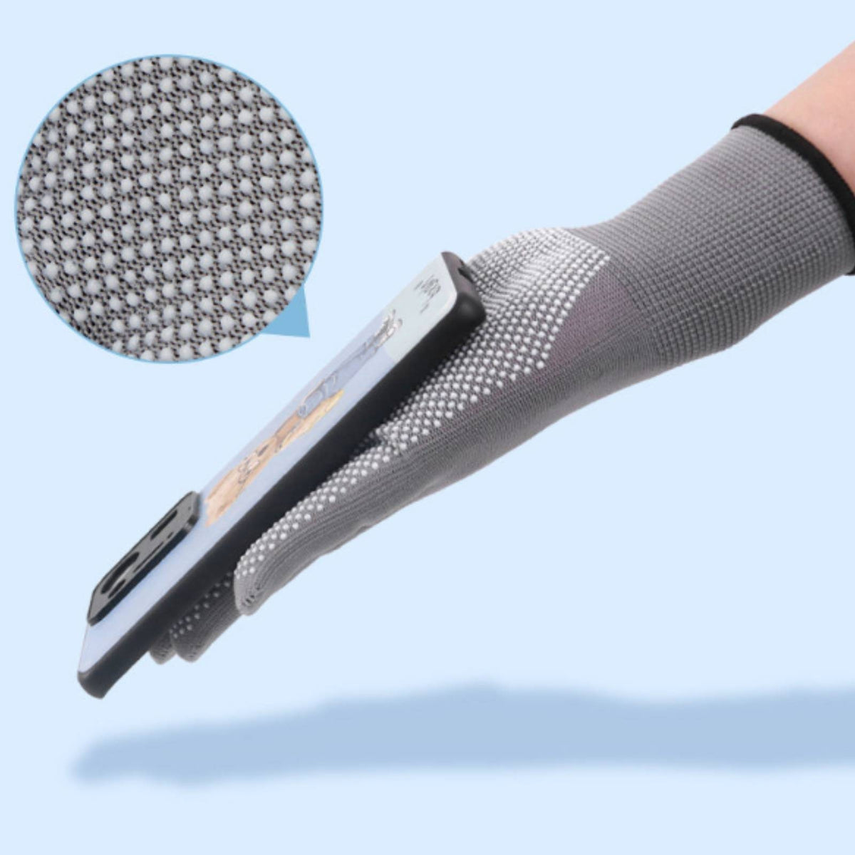 6 Pair Knitted PVC Dot Gloves Stretchy Fit Anti-Slip Dot Gloves
