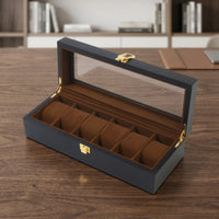 Clear Watch Display Box Matte Watch Organizer with Glass Lid Slim Storage Hinged for Collectors