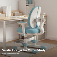 Safety Certified Height Adjustable Learning Chair Sturdy Construction Adjustable Student Chair High-Density Foam Cushion Childrens Study Seat Breathable Mesh Material for Students, Boys, Girls, Studying, Homework, Writing, Reading