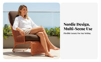 Nordic Design Woven Frame Single Sofa Weather Resistant Woven Lounge Chair Designer Look Outdoor Furniture Thick seat pads for Designers, Hotel Managers, homeowners, Balcony, supportyard, Deck, waterfront