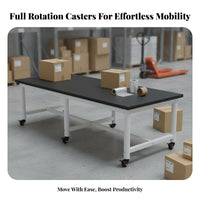 Mobile Work Table High Load Capacity Packing Station Table Steel Frame Heavy Duty Workbench for Warehouse Workers, Craftsmen, Garage, Basement, Office
