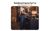 Wear Resistant Denim Work Apron With Pockets Heavy Duty Shop Apron Breathable Material for Artists, Baristas, Garage