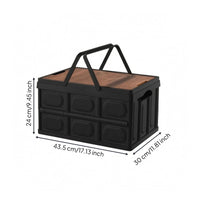 Wood-Grain Top Foldable Trunk Box Carrying Handle Car Boot Organizer