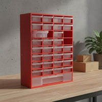 33 Pieces Parts Organizer PP Material Multi-Drawer Storage Bin Adjustable Dividers Wall Mount Tool Cabinet for Mechanics