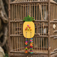 Parrot Toy and Grinding Tool Set, 6 Pack Fruit-Themed Parrot Swing and Perch with Bells, Bird Entertainment for African Grey Pet Birds