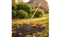 Long Handle Fan Rake Yellow Accents Metal Tine Rake Black Yard Tool Wide Head