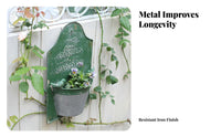 Metal Hanging Planter Embossed Lettering Wall Flower Basket Arched Top Decorative Plant Holder