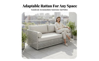 4 Pieces Waterproof 4-Piece Wicker Chat Set UV Resistant Outdoor Furnishing All-Weather Garden Seating Group Woven Design for Families, Adults, Homeowners, Balcony, Sunroom, Patio, rearyard