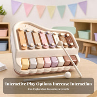 2-in-1 Piano Xylophone Educational 2 in 1 Piano Xylophone Learn While Playing 8 Note Glockenspiel Toy for Young Children, Beginners