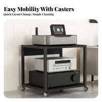 Heavy Duty Multi-Layer Amplifier Cabinet Thickened Steel Frame Rolling Stereo Component Rack Easy Assembly Rolling AV Media Stand Back Panel for Audiophiles