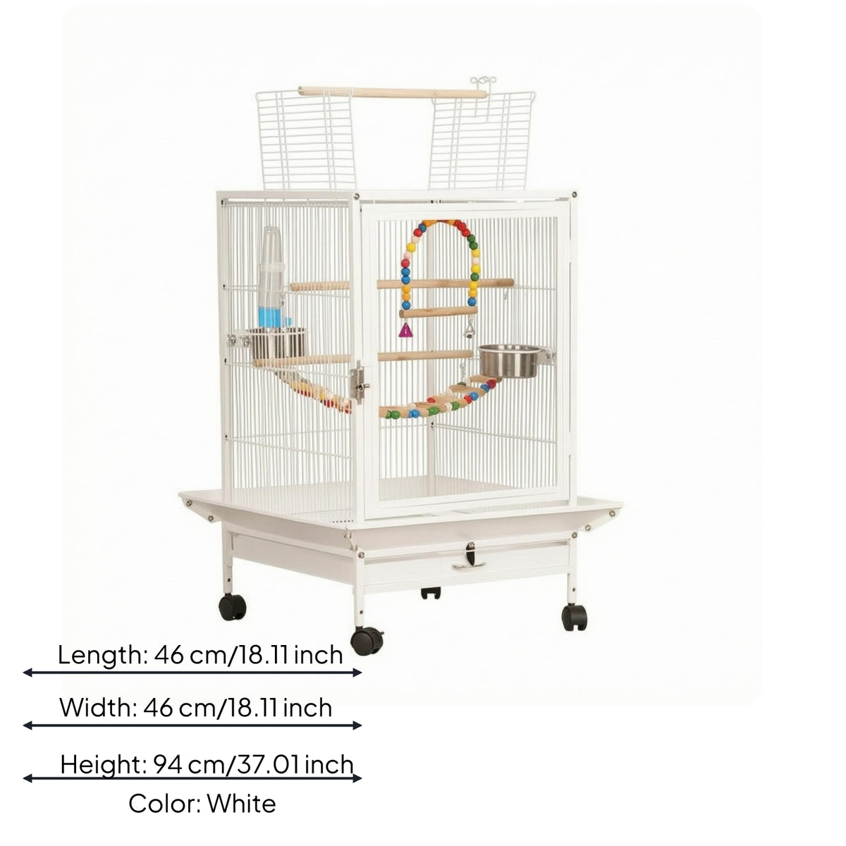 Bird Enclosure with Stand Wheeled Pet Enclosure Bottom Tray for Household Use