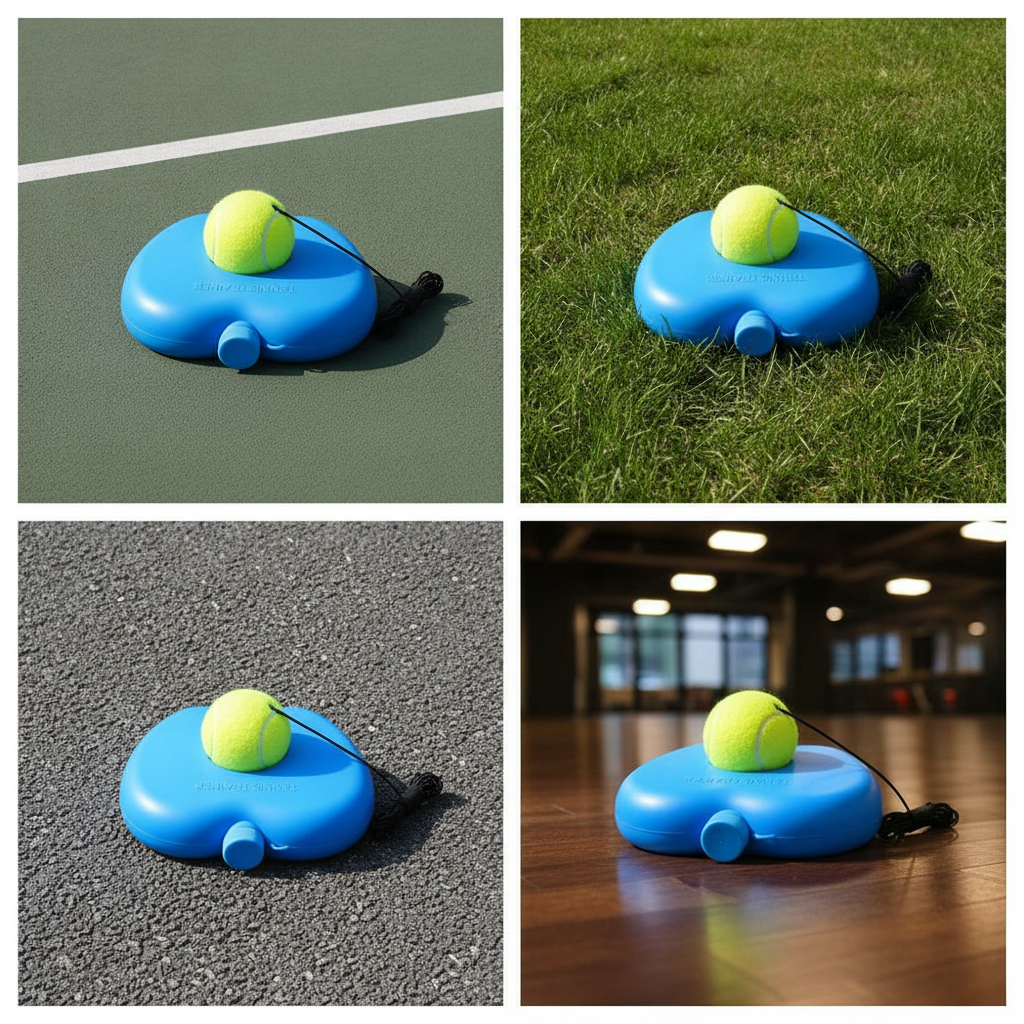 Tennis Trainer Rebound Base with String Ball for Solo Practice, Beginner Self-Study, Fill with Water or Sand