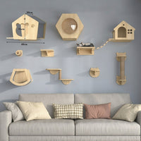 Wall Mounted Cat Furniture Solid Wood Cat Shelves with Transparent Capsule, Perch and Shelves Perches for Large Indoor Kittens Climbing Space Saving