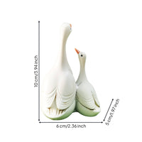 Mother and Young Duck Figurine Resin White Duck Statue Gift Choice for Micro Landscape, Garden, Desk