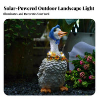 Pastoral Design Solar Duck Statue Weather-Resistant Duck Garden Light Hand-Painted Details for Gardeners, Patio, Porch