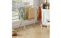 Extendable Cross-Frame Drying Rack Multi Purpose Folding Drying Rack Non-Slip Feet Foldable Clothes Airer Quick-Dry Design for Balcony