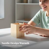 Unfinished Pen Holder Wood Stationery Organizer Versatile DIY Wooden Pencil Cup for Students, Crafters, Home Office