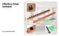 12 Slot Wall Mounted Cue Rack Dual Sided Billiard Cue Rack Mounting Screws Included Pool Stick Holder Rounded Ends for Game Room, Home Bar