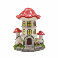 mushrooms House Figurine Cute Resin mushrooms Figurine Glowing Openings Mini Resin Cottage for Patio