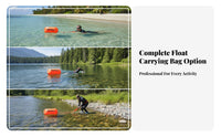 Transparent Pocket Rectangular Swim Buoy Orange Two-Compartment-Chamber Buoy High Visibility Tow Buoy Dry Bag Bright Color