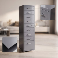 8-Drawer Cabinet with Wheels Metal Drawer Cabinet Space-Saving Rolling Cart with Drawers for Professionals, Students, Home Office, Dorm Room