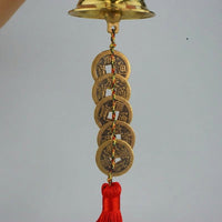 Hanging Small Brass Bells, Decorative Vintage 12cm Chime, Home Decoration Festival Wall Hanging Bells, Aged Brass Material