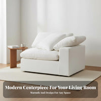 FluffyLike Comfort plump Straight Sofa Japanese minimalist aesthetic stylistic Modern Plush Sofa exceptionally soft Couch feather-filled-Filled seat pads for Apartment Dorganic simplicityllers, residents, Interior Design lovers, Lounge Area, Home, Bedroom