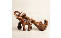 Elephant Figurine with Bottle Holder Charming Beverage Holder Figurine Earthy Decor for Dining Room