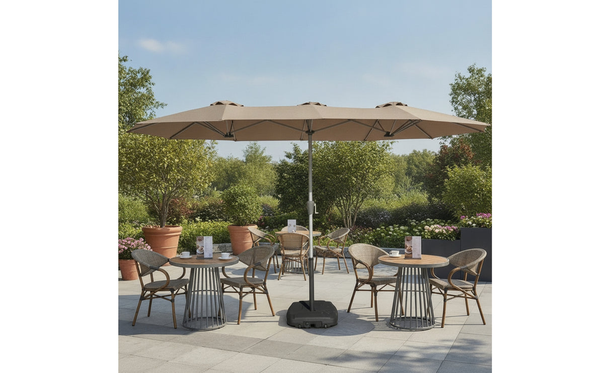 Three-Three-Section Sun Umbrella Extra-Wide Double-Sided Patio Umbrella Large Outdoor Parasol for Homeowners, Business Owners, Backyard, Terrace
