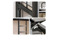 Metal Bunk Bed with Ladder Space-Saving Metal Bunk Bed Matte Black Furniture for Students, Kids, Dorm Rooms, Small Apartments
