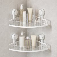 Triangle Shower Caddy, Rustproof Suction Cup Corner Shelf, No Bathroom Storage for Shampoo, 30cm Side
