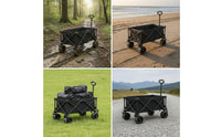 Heavy Duty Folding Wagon Large Capacity Foldable Wagon Cart Portable Outdoor Cart with Wheels Space-Saving for Campers, Gardeners, Camping, Gardening, Fishing