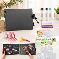 Scrapbook Album with Ribbon Closure Customizable Scrapbook Album with Spiral Binding DIY Memory Book for Crafters, Scrapbooking