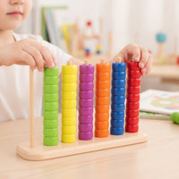 Wooden Peg Board with Beads Preschool Color Matching Toy Bead Sorting Toy Sensory Wooden Peg Board Counting for Toddlers