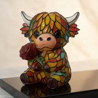 Cow Night Illuminating LED Stained-Glass Bovine Lamp USB-Powered Home Decoration