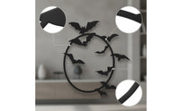 Spooky Metal Wreath with Bats Gothic Metal Nocturnal Creature Wall Art Openwork Halloween Wall Decor Flat for Entryway
