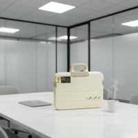 Large Capacity Portable Document Case Sturdy Plastic Briefcase Double Latch Closure A4 File Storage Box for Students, School