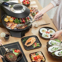 Infrared Electric BBQ Grill with Circular Plate Indoor Tabletop Grill Easy to Clean Low-Oil for Kitchen