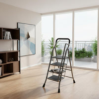 Wide Step Folding Ladder Foldable Design Heavy Duty Folding Ladder Anti-Slip Steps Portable Step Stool with Handle for Seniors, Home, Kitchen, Closet