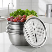Dual Grating Stainless Steel Grater Lid Polished Finish Round Grater Lid Easy to Use Kitchen Tool Rust-Resistant