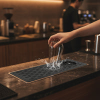 Embedded Cup Washer with Drainage Tray Countertop Tabletop Cup Washer Low-Profile Stainless Steel Glass Washer for Bartenders, Baristas, Bar Counters