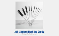 304 Stainless Steel Test Tube Brush Set, Nylon Bristles, Multi-Purpose Cleaning Brush for Glassware