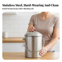 Stainless Steel Compost Bin Activated Carbon Replacement Countertop Compost Bin Indoor Food Scrap Collector Rust