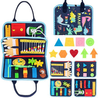 Zippered Three-Page Learning Bag Carrying Handles Felt Activity Bag Soft Material Felt Busy Book Flat-Open