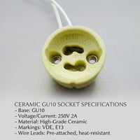 Ceiling Lights for Living Room with Ceramic Lamp Base, Lamp Holder for 250V Bulbs, Halogen Bulb Holder, DIY Lighting with PTFE-coated Wire Only