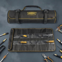 Oxford Cloth Roll-up Tool Bag Yellow Piping Roll up Tool Bag Fastening Straps Carrying Handle