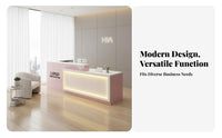 Modern Reception Desk Cable Management Hole Modern Checkout Counter Sturdy Construction Company Front Desk for Receptionists, Shopkeepers, Restaurant