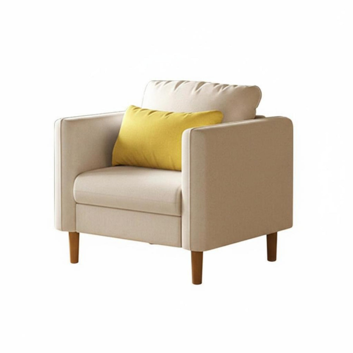 Wood Frame Accent Chair Japanese aesthetic Upholstered Side Chair Thick Foam pad Easy Assembly for Book Lovers, Living Room