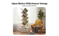Tree Shaped Bookshelf Space-Space-Efficient Tree Bookshelf Stable Structure Floor Standing Bookcase for Students, Homeowners, Living Room, Small Areas
