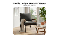 Nordic Aesthetic Metal Frame Couch Compact Size Upholstered 2-Seater Minimalist Design Sofa Solid Wood Armrests for Small Apartment Dwellers, Homeowners, Business Owners, Clothing Boutique, Rest Area, Home Office, Bedroom